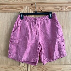 J. Jill linen Beachy boho lagen look natural minimalist pocketed cargo shorts